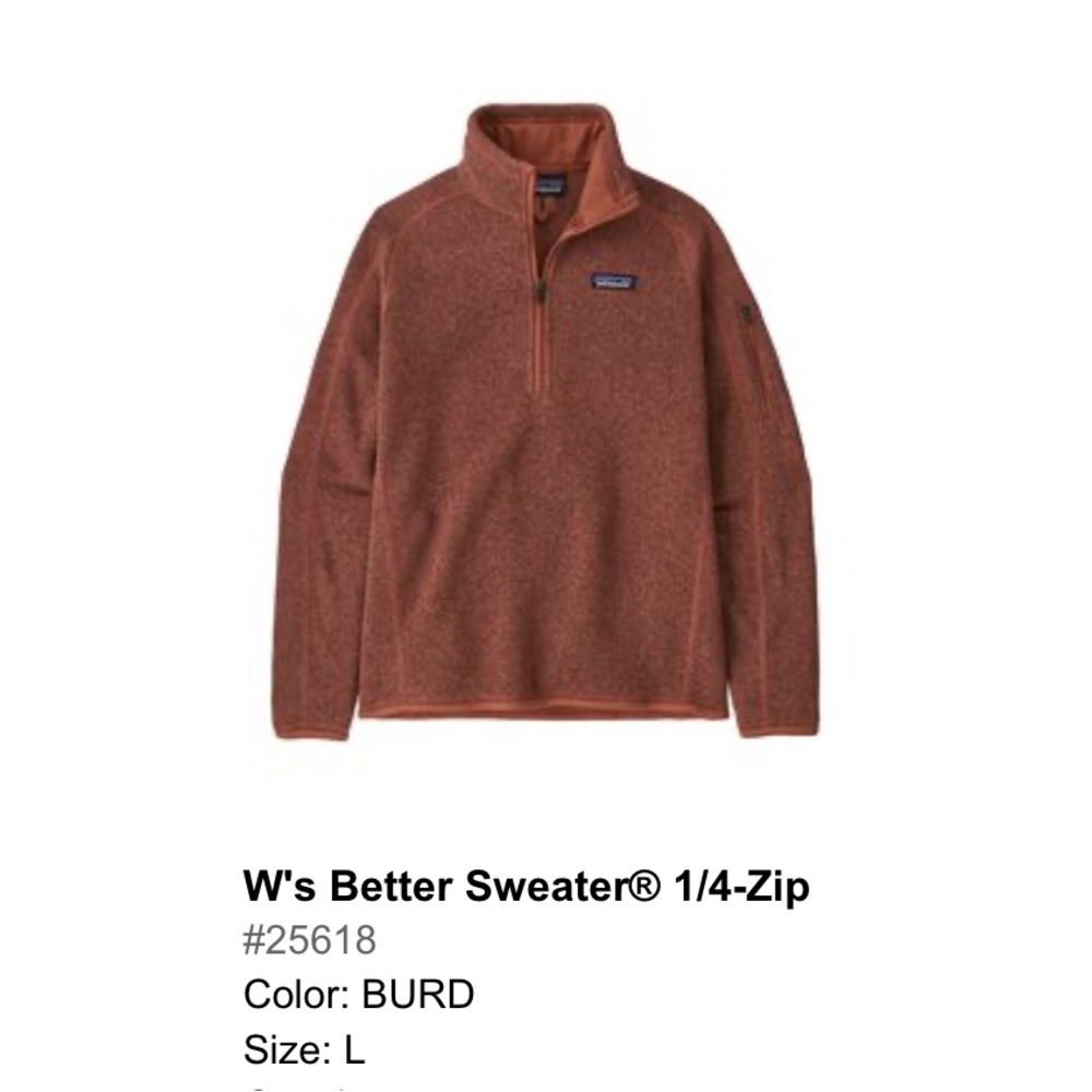 Patagonia Womens Better Sweater 1/4 Zip Size L Burl Red Fleece 25618 NWT